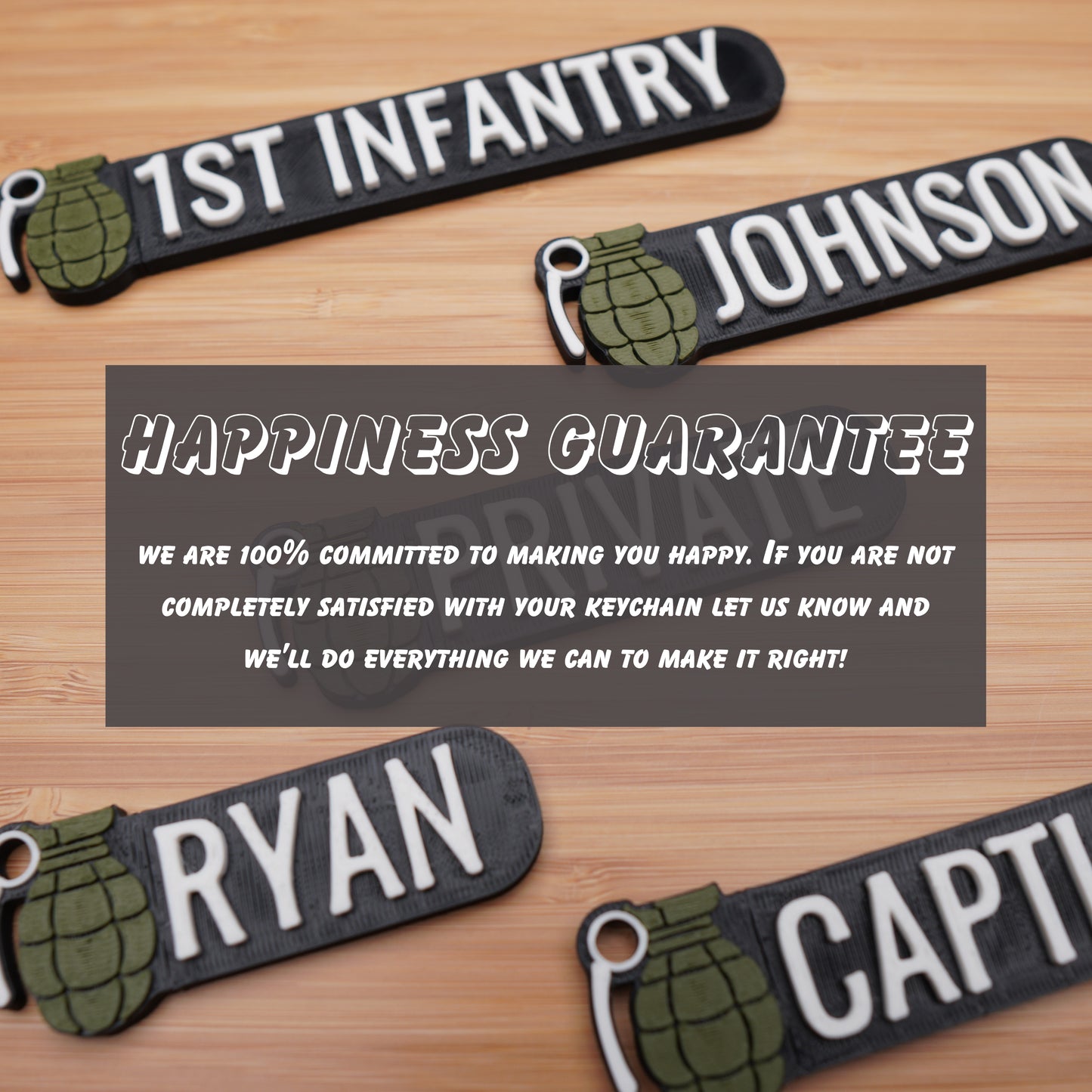 Personalized Grenade Themed Keychain