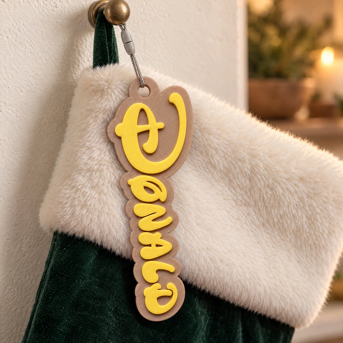 Personalized Wonder Christmas Stocking Tag, Wonder Day font: thumbnail