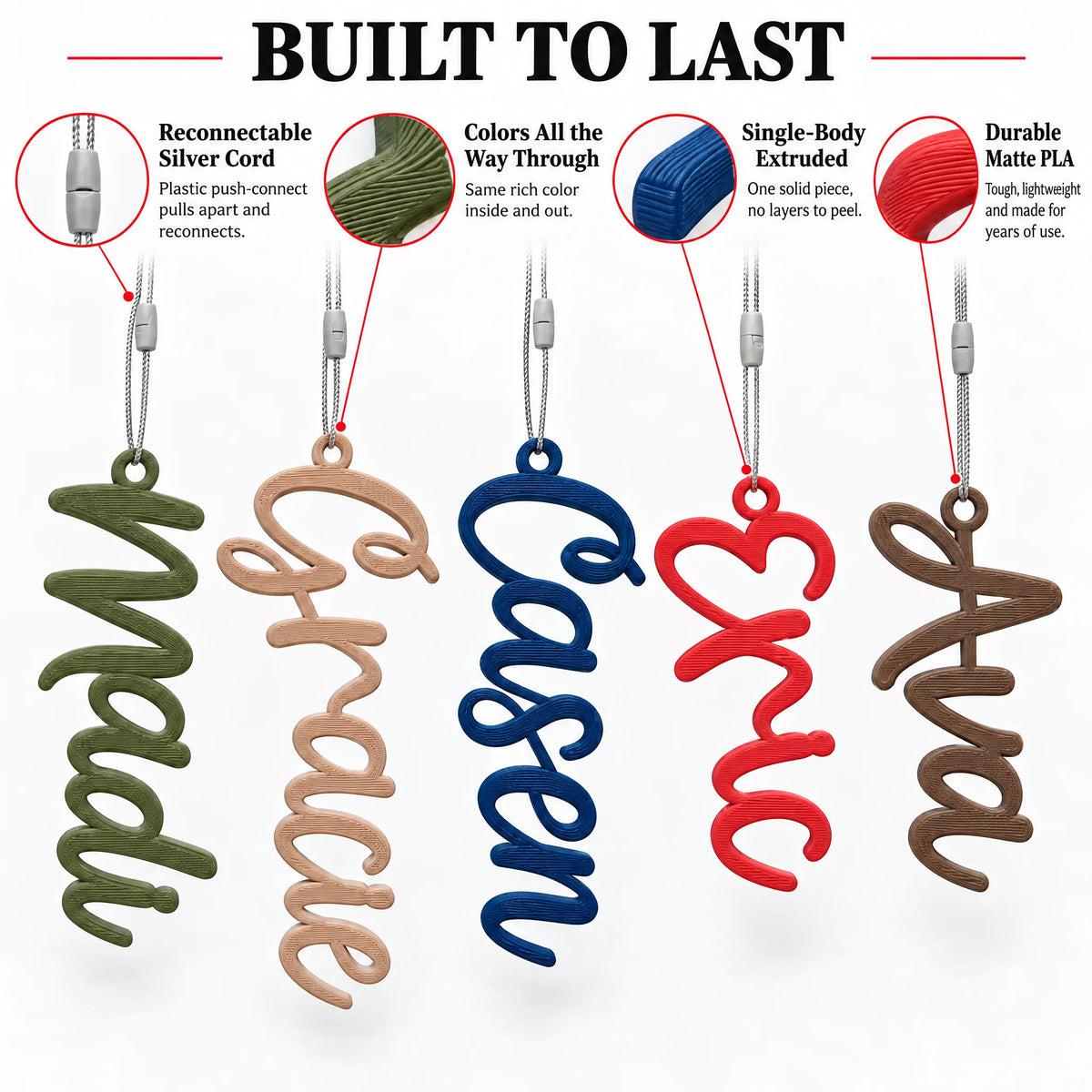 Personalized Holiday Wishes Stocking Tag, Holiday Wishes font: features callout