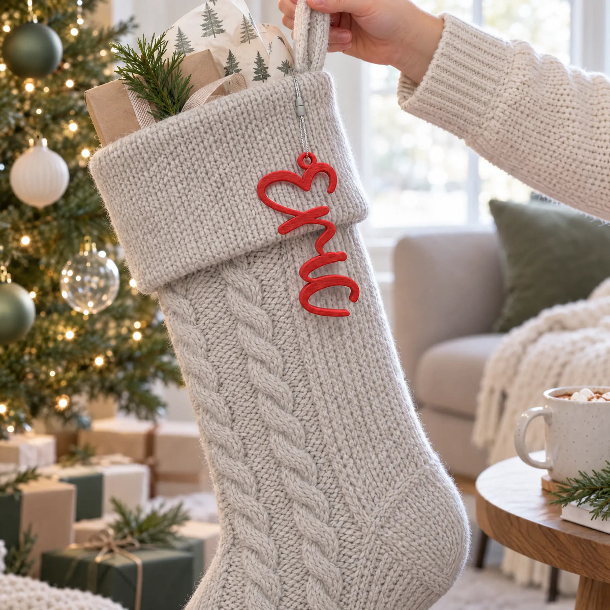 Personalized Holiday Wishes Stocking Tag, Holiday Wishes font: christmas morning lifestyle