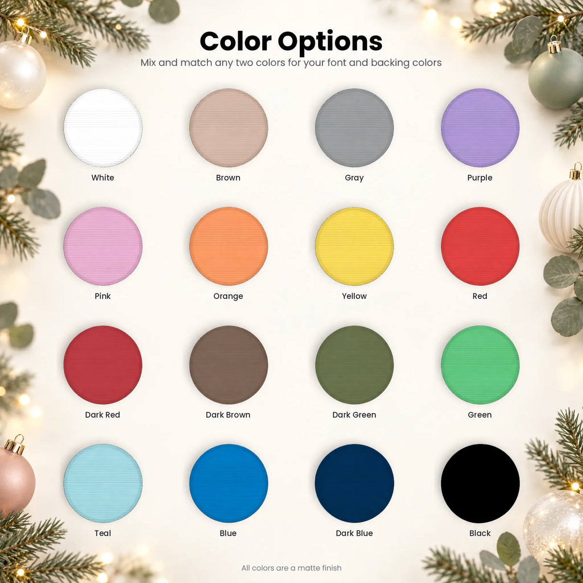 Personalized Holiday Wishes Stocking Tag, Holiday Wishes font: color chart