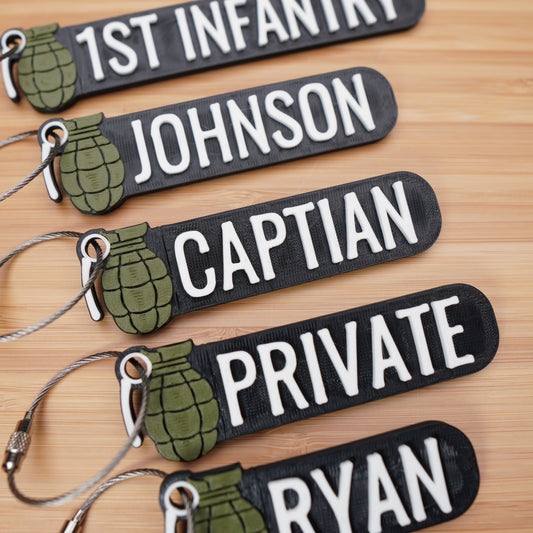 Personalized Grenade Themed Keychain