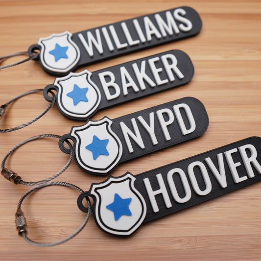 Personalized Police Themed Keychain