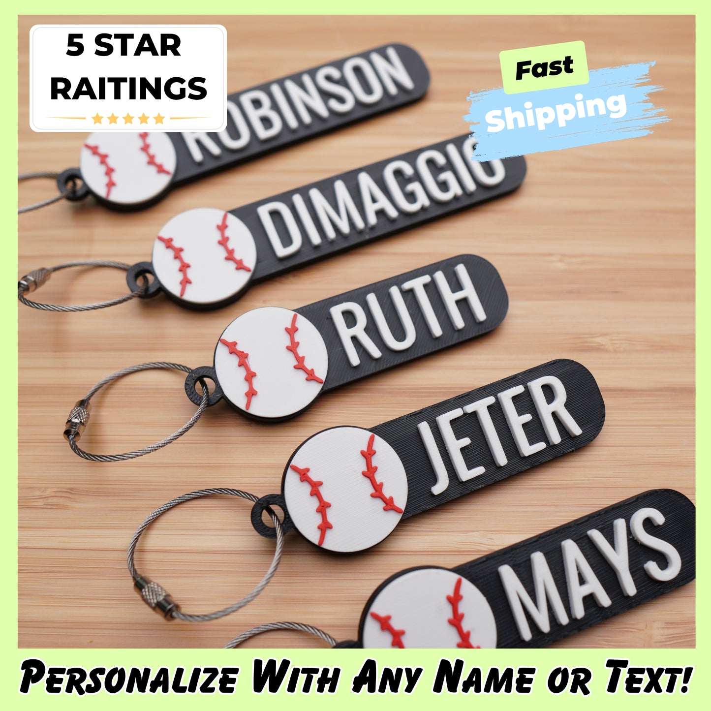 Personalized Baseball Keychain