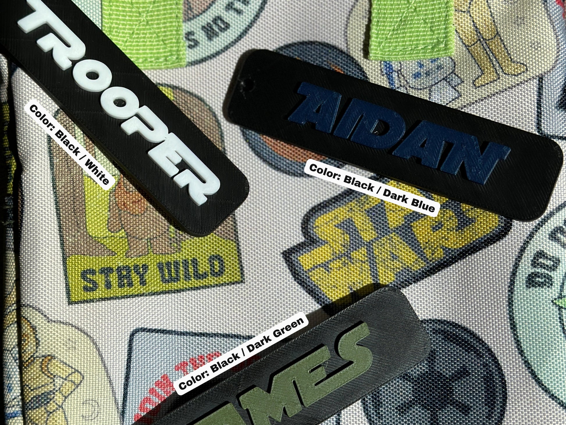 Personalized backpack bag tag with custom block-letter name — photo 4