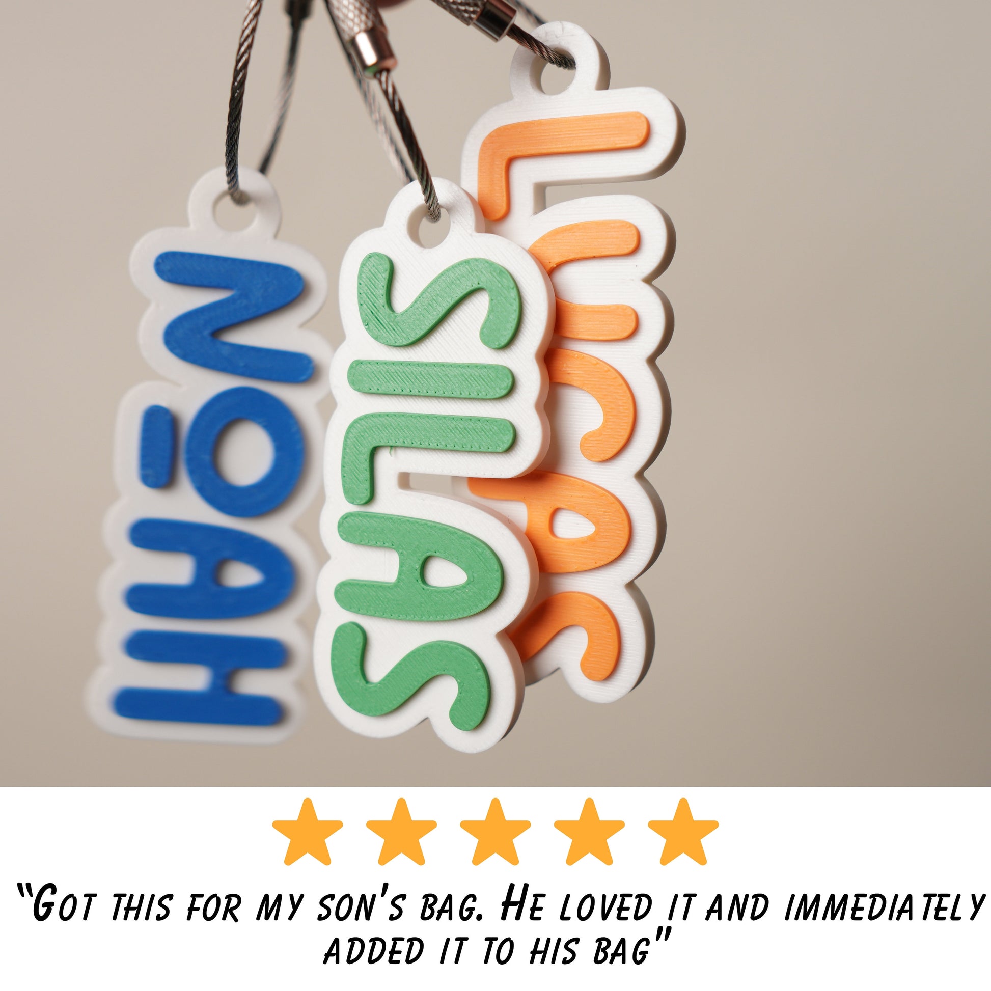 Personalized bubble-outline name bag tag — photo 3