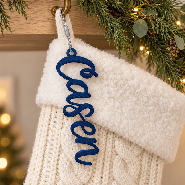 Classic Script Christmas Stocking Name Tag, One Color