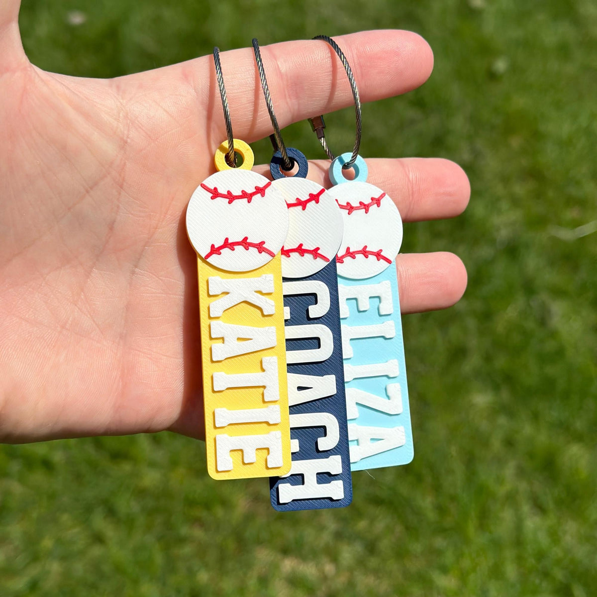 Personalized baseball keychain with name and number — photo 3