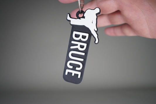 Personalized karate and taekwondo keychain with custom name — photo 1