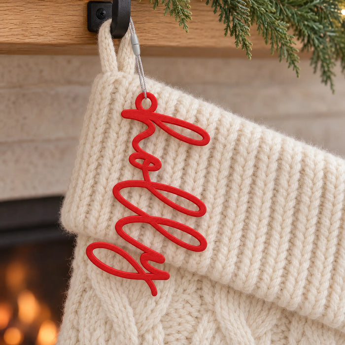 Lowercase Script Christmas Stocking Name Tag